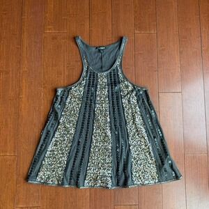 Express Gray Sequin Tank Top‎
